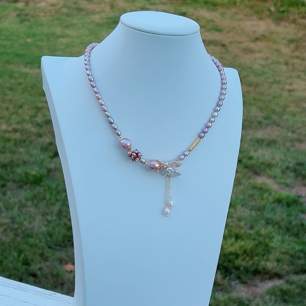 S98 Handmade Freshwater Baroque Pearl Necklace - Picture 2 of 8
